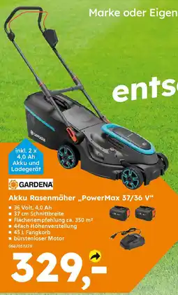 Globus Baumarkt GARDENA Akku Rasenmäher „PowerMax 37/36 V" Angebot