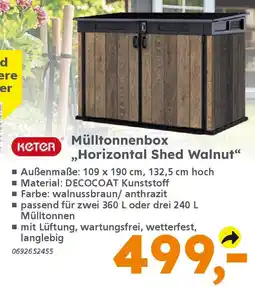 Globus Baumarkt keter Mülltonnenbox ,,Horizontal Shed Walnut“ Angebot