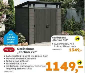 Globus Baumarkt keter Gerätehaus ,,Cortina 7x7" Angebot