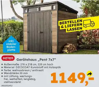 Globus Baumarkt keter Gerätehaus „Pent 7x7" Angebot