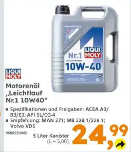 Globus Baumarkt LIQUI MOLY Motorenöl „Leichtlauf Nr.1 10W40" Angebot