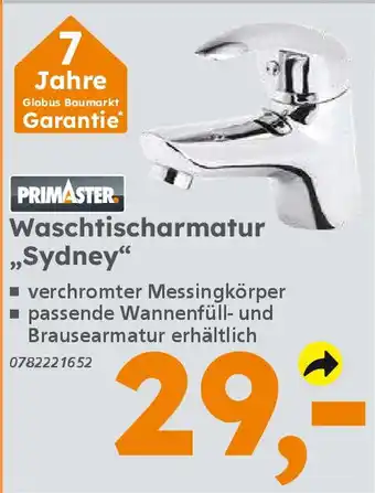 Globus Baumarkt PRIMASTER Waschtischarmatur „Sydney" Angebot