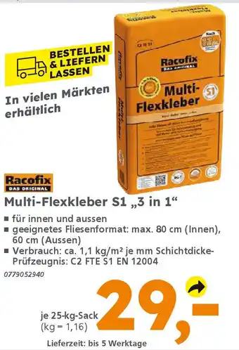 Globus Baumarkt Racofix Multi-Flexkleber S1,,3 in 1" Angebot