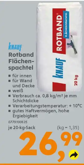 Globus Baumarkt KNAUF Rotband Flächenspachtel Angebot