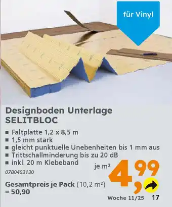 Globus Baumarkt Designboden Unterlage SELITBLOC Angebot