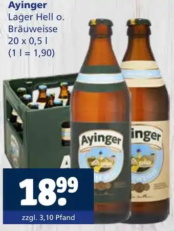 Getränkewelt Ayinger lager hell oder bräuweisse Angebot