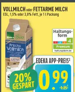 Marktkauf Edeka bio vollmilch oder fettarme milch Angebot