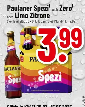 trinkgut Paulaner spezi auch zero oder limo zitrone Angebot