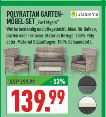 Marktkauf Juskys polyrattan garten-möbel-set fort myers Angebot