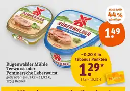 tegut Rügenwalder mühle teewurst oder pommersche leberwurst Angebot