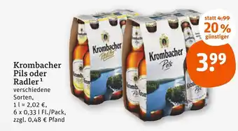 tegut Krombacher pils oder radler Angebot