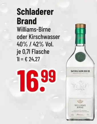 trinkgut Schladerer williams-birne oder kirschwasser Angebot