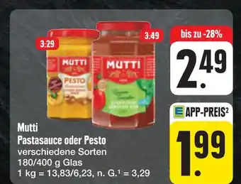 E-Center Mutti pastasauce oder pesto Angebot