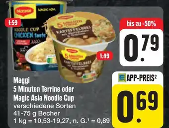 E-Center Maggi 5 minuten terrine oder magic asia noodle cup Angebot