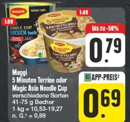 Edeka Maggi 5 minuten terrine oder magic asia noodle cup Angebot