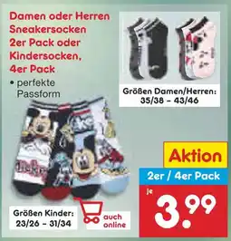 Netto Marken-Discount Damen oder herren sneakersocken 2er pack oder kindersocken, 4er pack Angebot