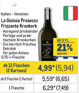 METRO La Gioiosa Prosecco Frizzante Kronkork Angebot