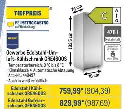 METRO METRO PROFESSIONAL Gewerbe Edelstahl-Um- luft-Kühlschrank GRE4600S Angebot