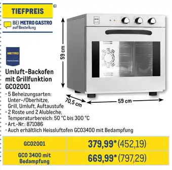 METRO METRO PROFESSIONAL Umluft-Backofen mit Grillfunktion GC02001 Angebot