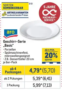 METRO aro Geschirr-Serie „Basic" Angebot