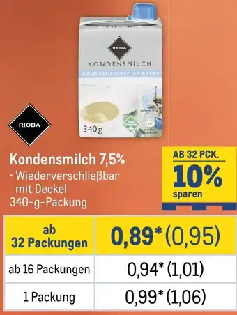 METRO RIOBA Kondensmilch 7,5% Angebot