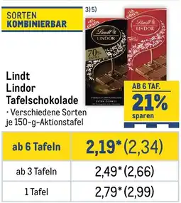 METRO Lindt Lindor Tafelschokolade Angebot