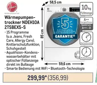 METRO Hoover Wärmepumpentrockner NDEH10A 2TSBEXS-S Angebot