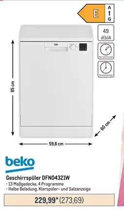 METRO beko Geschirrspüler DFN04321W Angebot