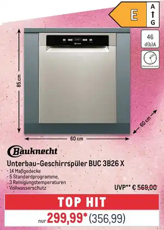 METRO Bauknecht Unterbau-Geschirrspüler BUC 3B26 X Angebot