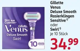 Rossmann Gillette Venus Deluxe Smooth Rasierklingen Sensitive oder Swirl Angebot