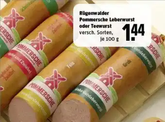 REWE Rügenwalder Pommersche Leberwurst oder Teewurst Angebot