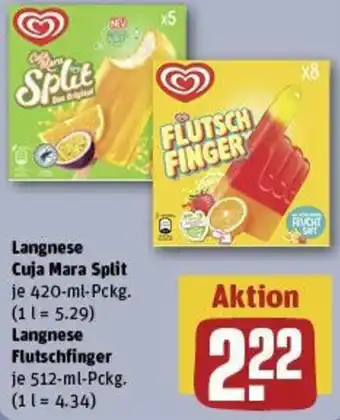 REWE Langnese Cuja Mara Split oder  Langnese Flutschfinger Angebot