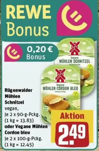 REWE Rügenwalder Mühlen Schnitzel oder Vegane Mühlen Cordon bleu Angebot