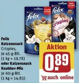 REWE Felix Katzensnack oder Katzensnack Knabber-Mix Angebot