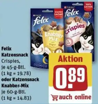 REWE Felix Katzensnack oder Katzensnack Knabber-Mix Angebot