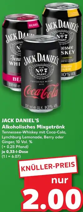 Kaufland JACK DANIEL'S Alkoholisches Mixgetränk Angebot