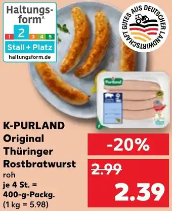 Kaufland K-PURLAND Original Thüringer Rostbratwurst Angebot