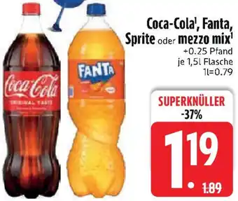 Edeka Coca-Cola, Fanta, Sprite oder mezzo mix Angebot