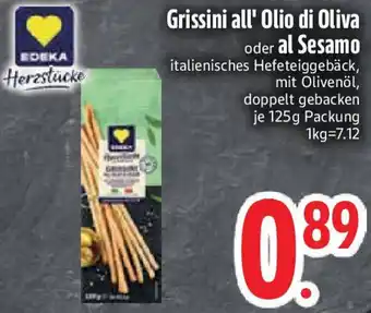 Edeka EDEKA Herzstücke Grissini all' Olio di Oliva oder al Sesamo Angebot