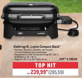 METRO weber Elektrogrill,,Lumin Compact Black" Anbraten, Räuchern, Dämpfen oder Kochen mit verschiedenen Gareinstellungen Angebot