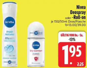 Edeka Nivea Deospray oder Roll-on Angebot