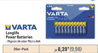 METRO VARTA Longlife Power Batterien Angebot