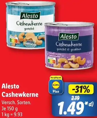 Lidl Alesto Cashewkerne Angebot