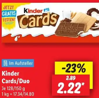 Lidl Kinder Cards/Duo Angebot