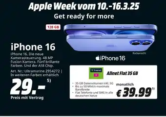 MediaMarkt Apple iphone 16 Angebot