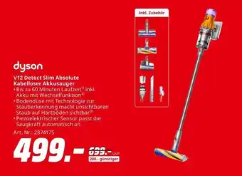 MediaMarkt Dyson v12 detect slim absolute kabelloser akkusauger Angebot