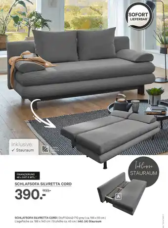 Kabs Polsterwelt Silvretta schlafsofa cord Angebot