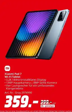 MediaMarkt Xiaomi pad 7 wi-fi-tablet Angebot