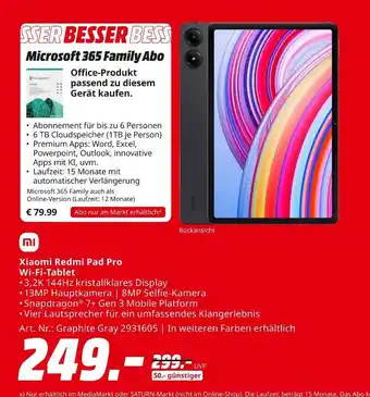 MediaMarkt Xiaomi redmi pad pro wi-fi-tablet Angebot