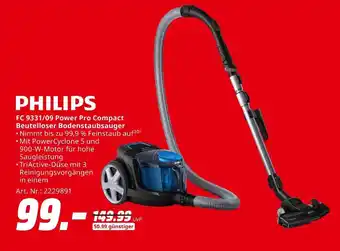 MediaMarkt Philips fc 9331/09 power pro compact beutelloser bodenstaubsauger Angebot